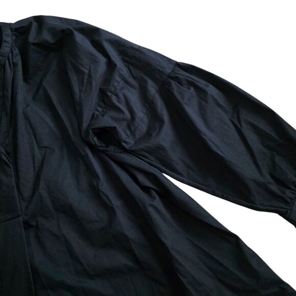 COS Black Elegant Pleated Cotton Tunic Blouse 4 - Picture 3 of 6